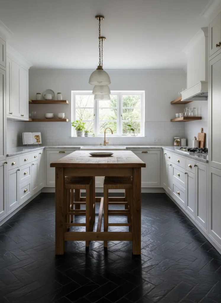 Black Herringbone Floors