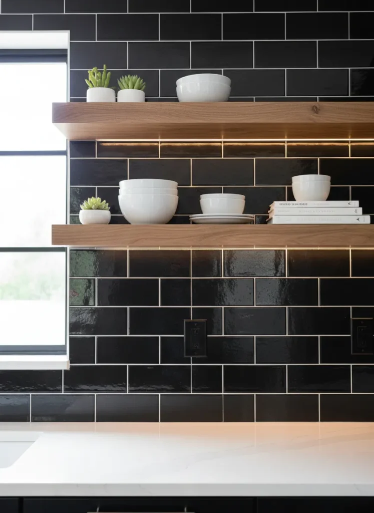 Black Subway Tile Backsplash