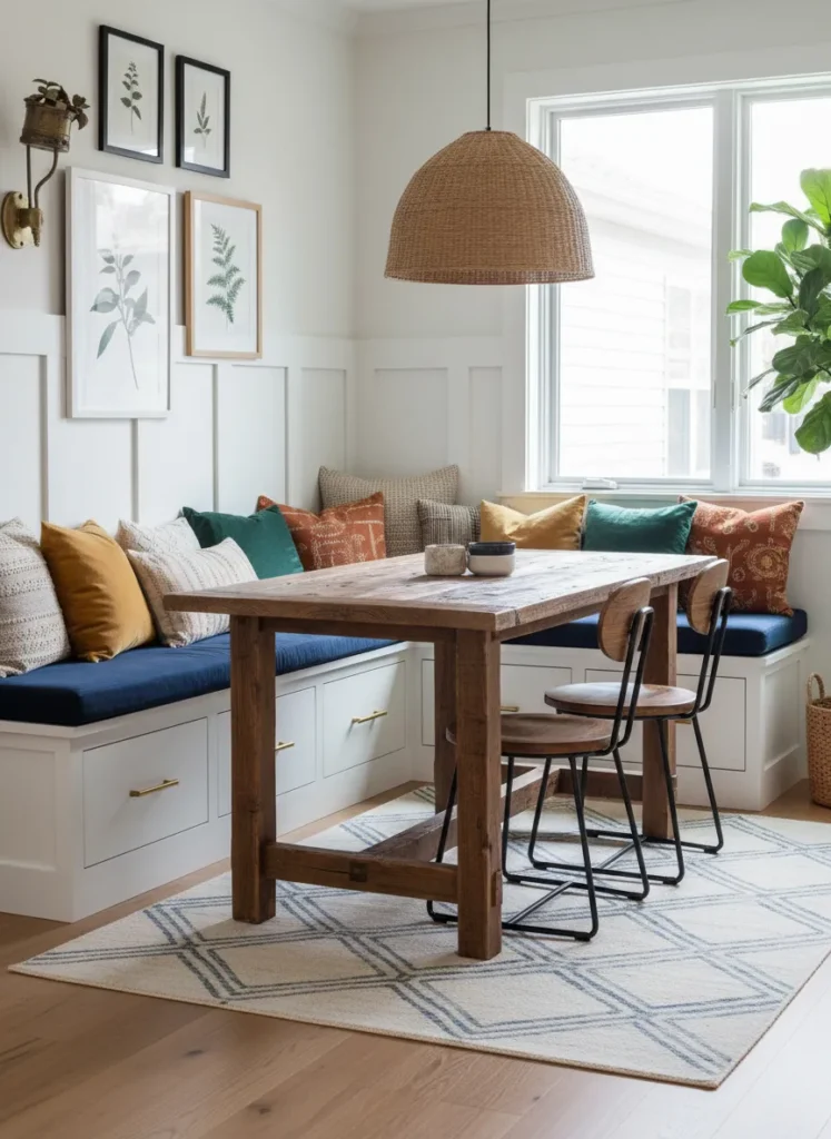 Built-In Banquette Seating for Compact Dining Rooms