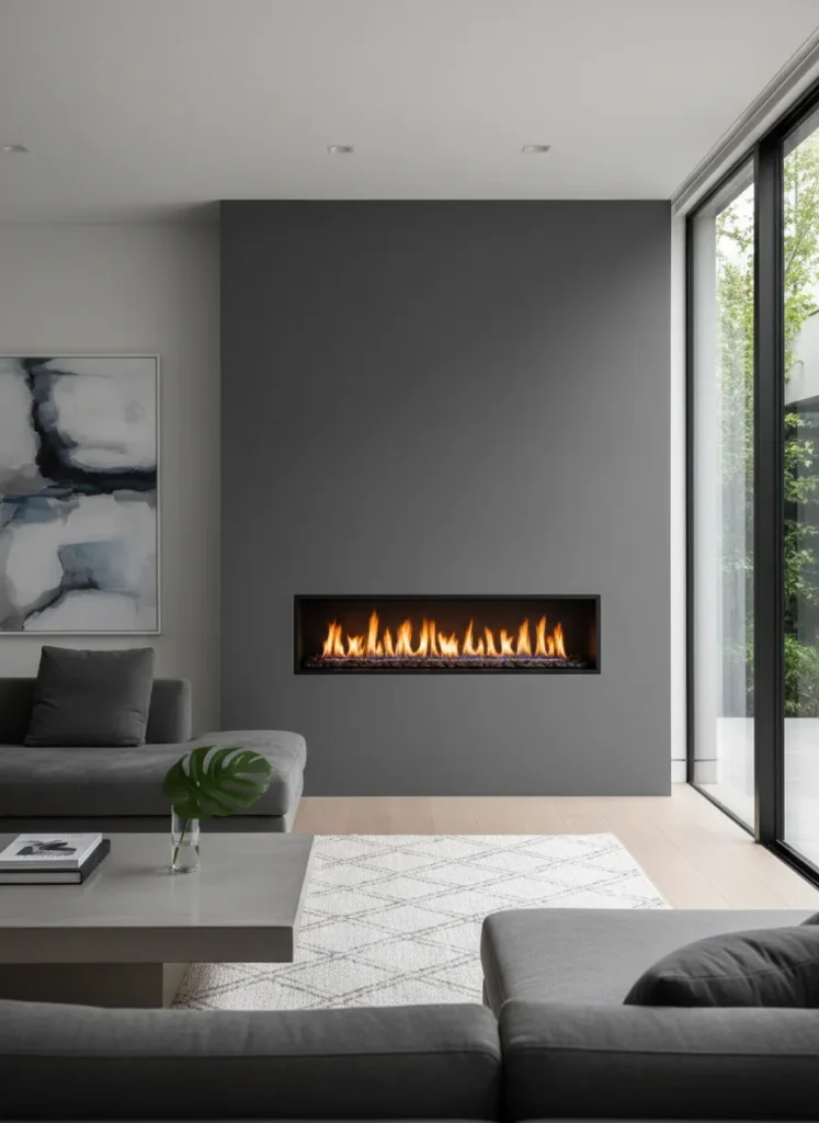 Focus on a Minimalist Fireplace