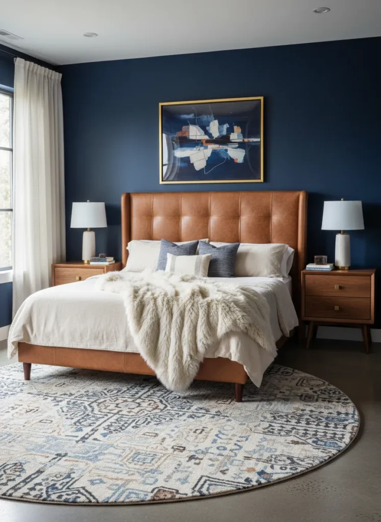 Navy and Cognac Leather