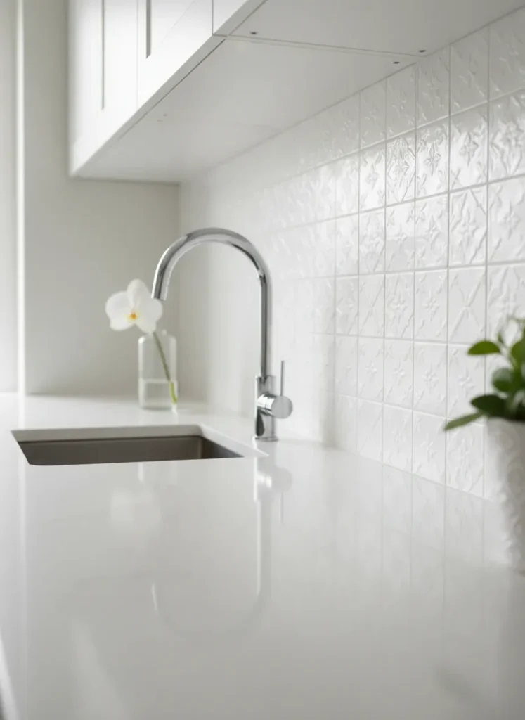 Subtle Patterned White Tiles