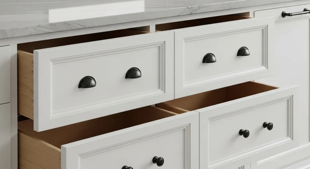 Black Hardware on White Cabinets