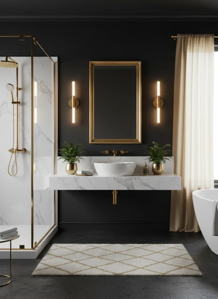 Black Walls with Gold Accents