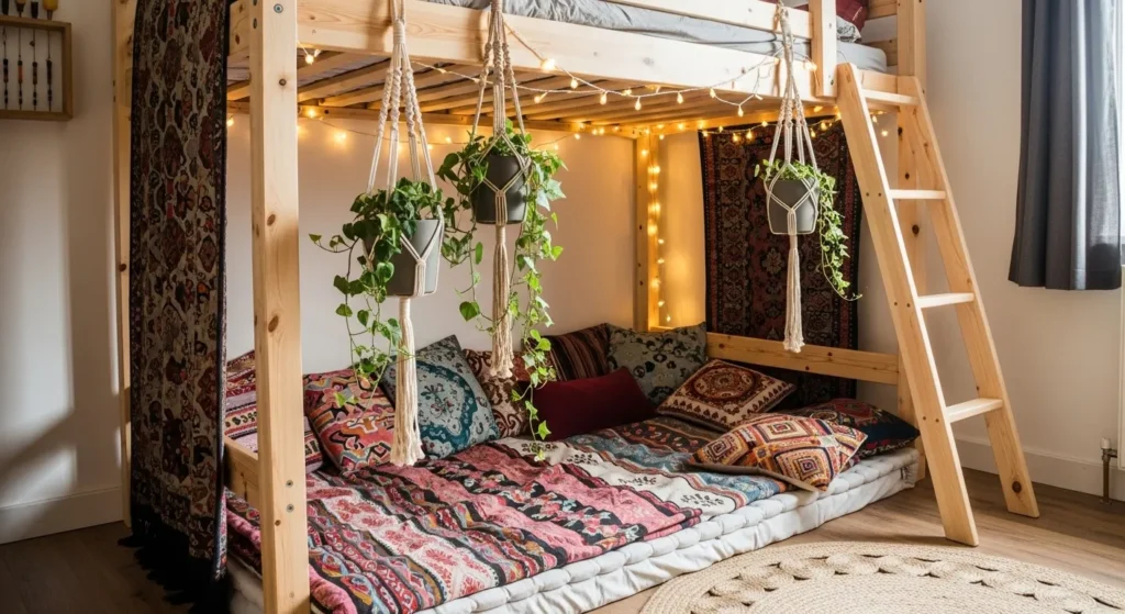 Boho Haven with Hanging Plants