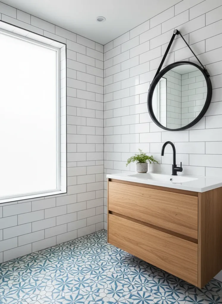 Cerulean Geometric Floor