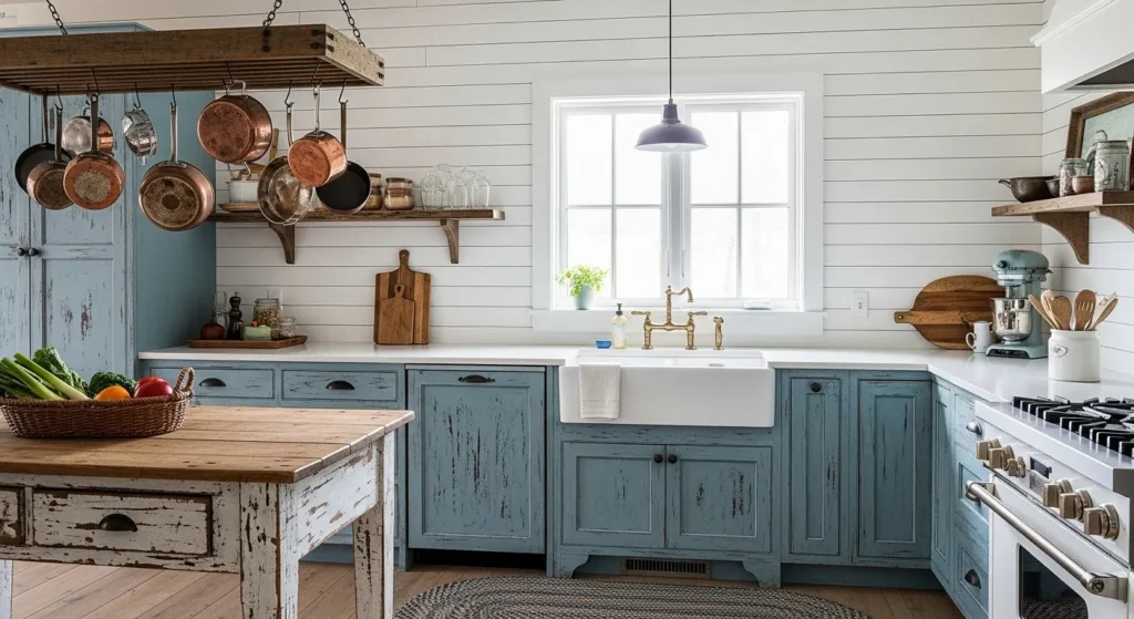 Charming Powder Blue Farmhouse Style