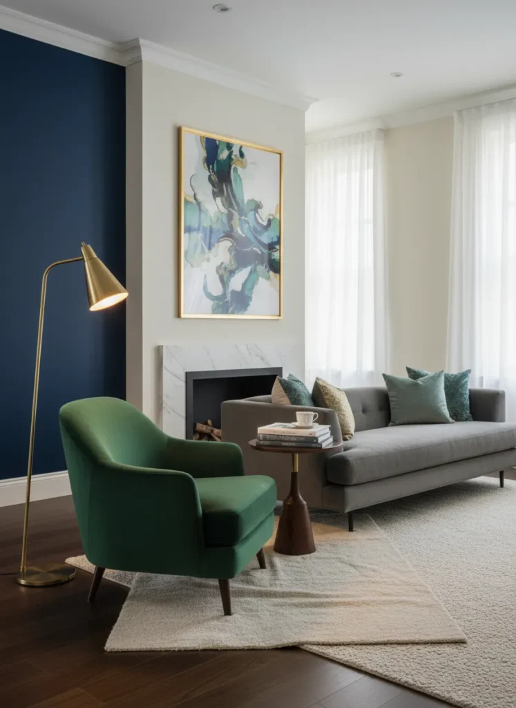 Deep Navy Walls with Velvet Textures