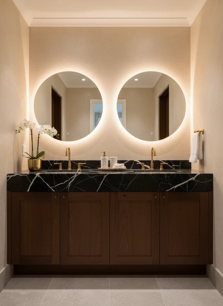 Dramatic Black Marble Vanity