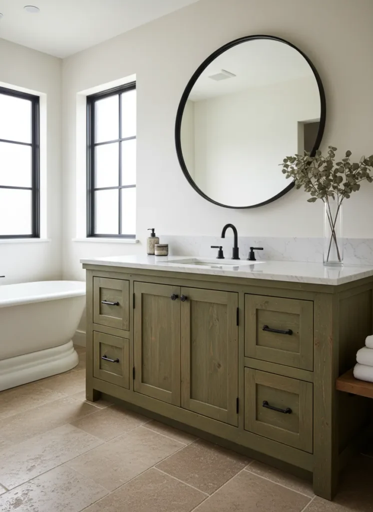 Earthy Olive Green Vanity