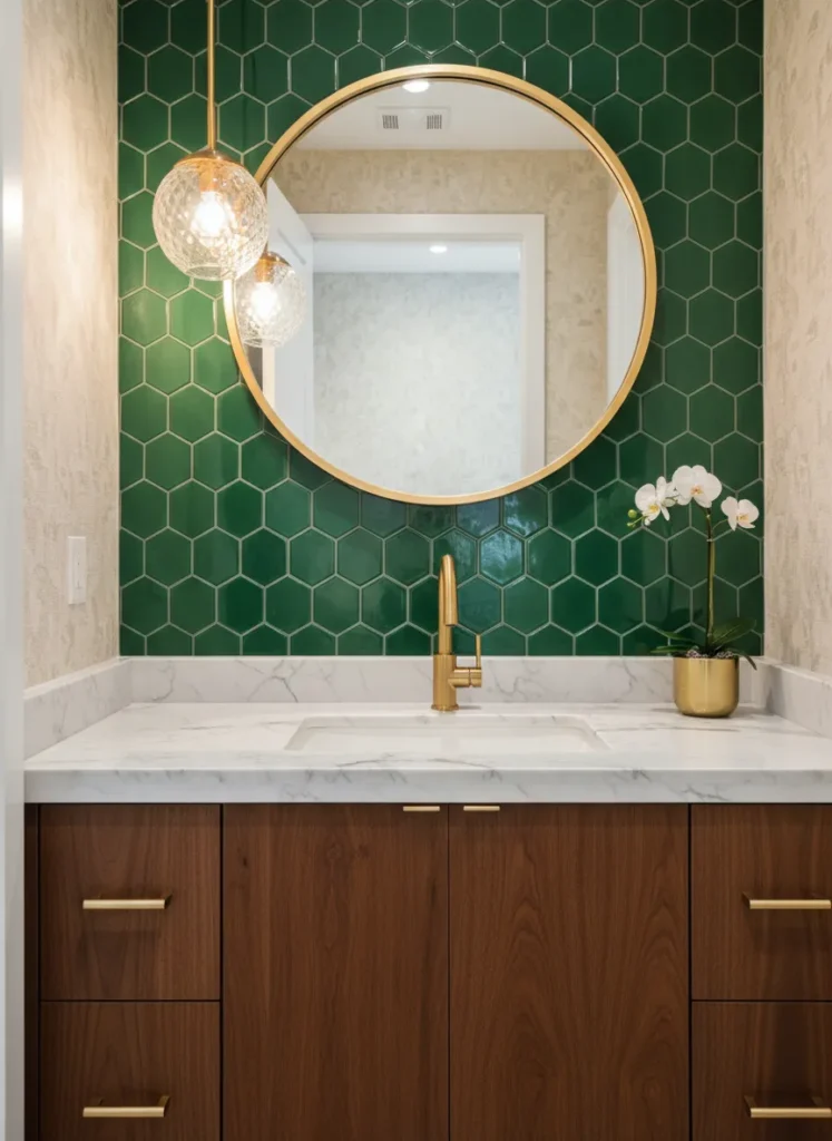 Emerald Green Geometric Tiles