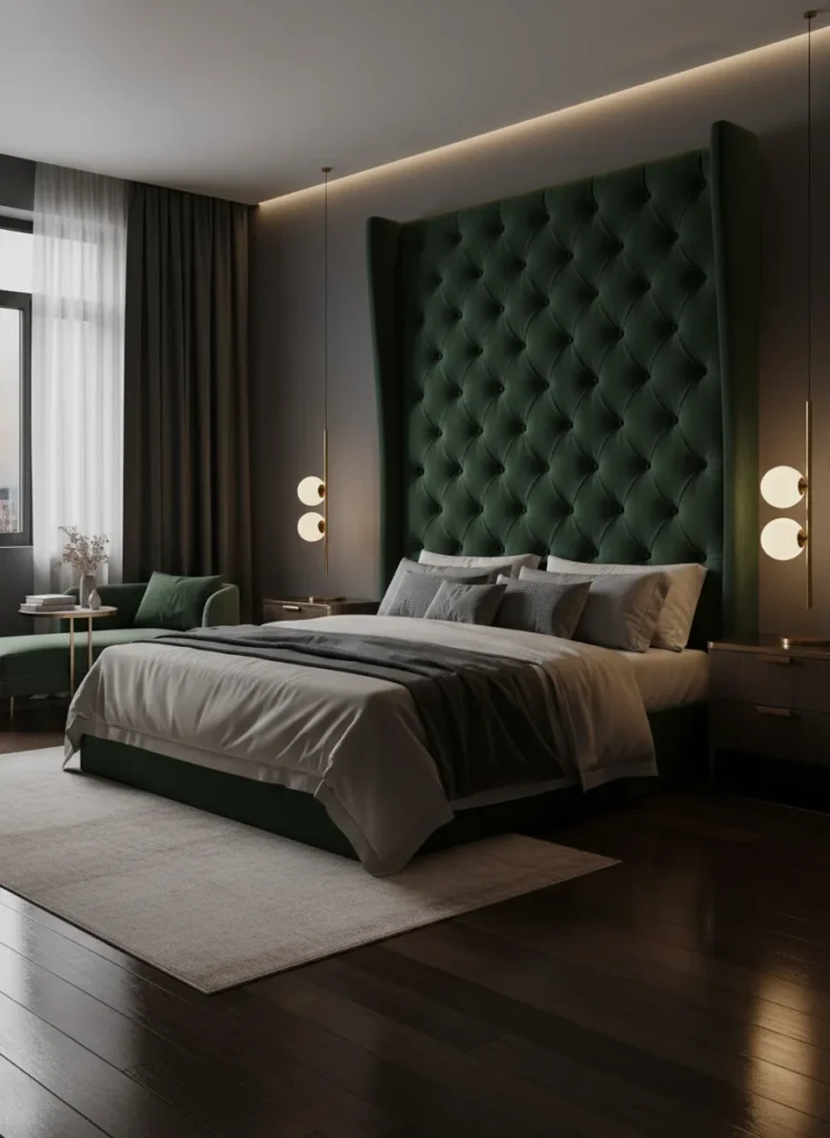 Emerald Green Velvet Bed