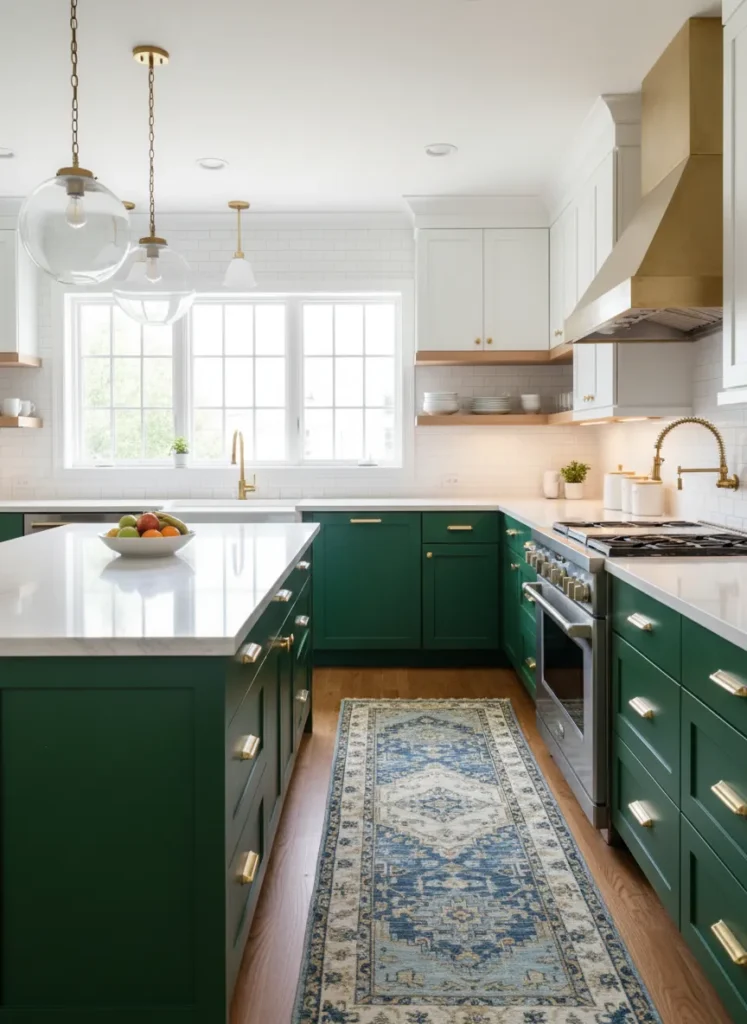 Emerald Green and White