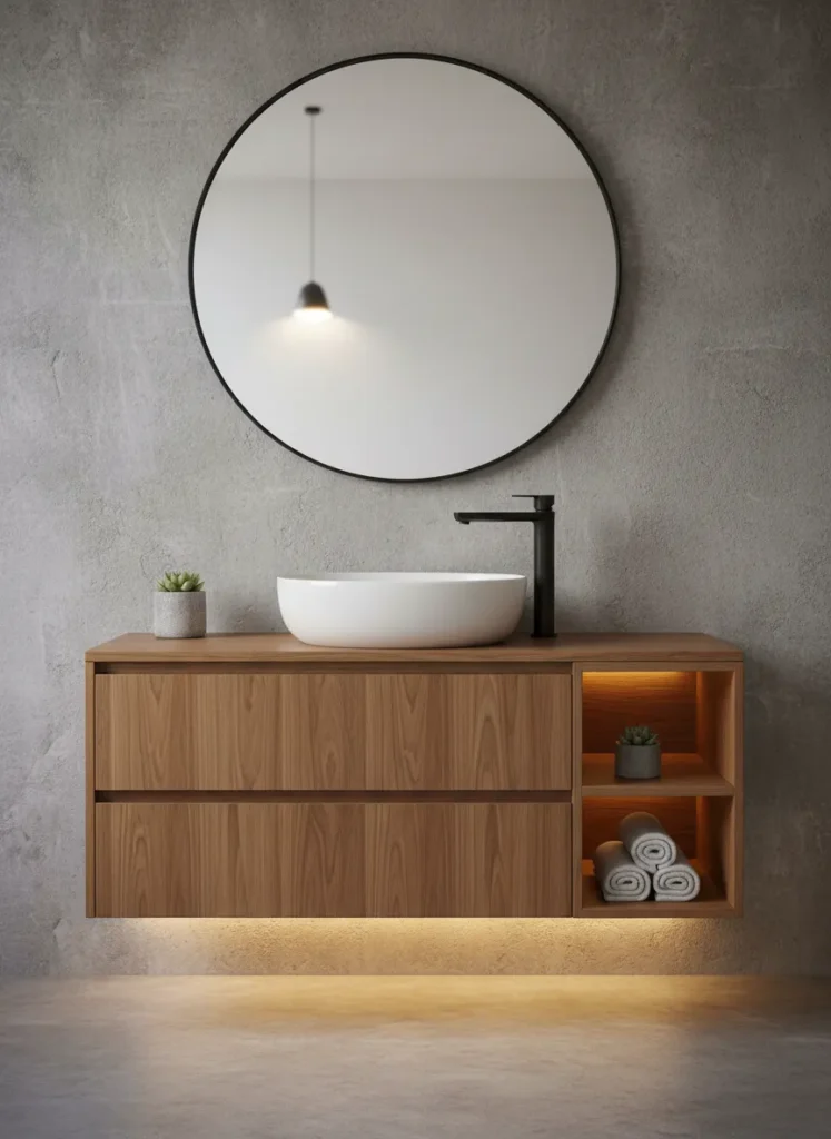 Floating Teak Vanity