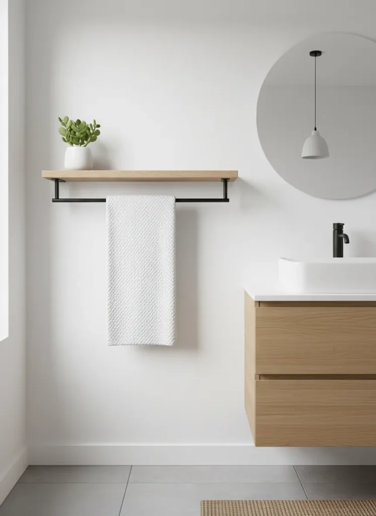 Floating Wood Shelf with Rod