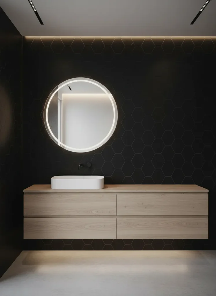 Floor to Ceiling Hexagon Tile