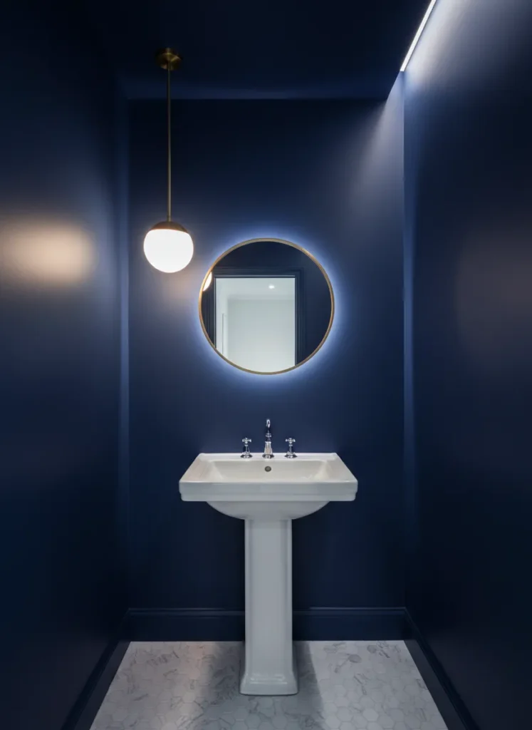 Floor-to-Ceiling Navy Blue Paint