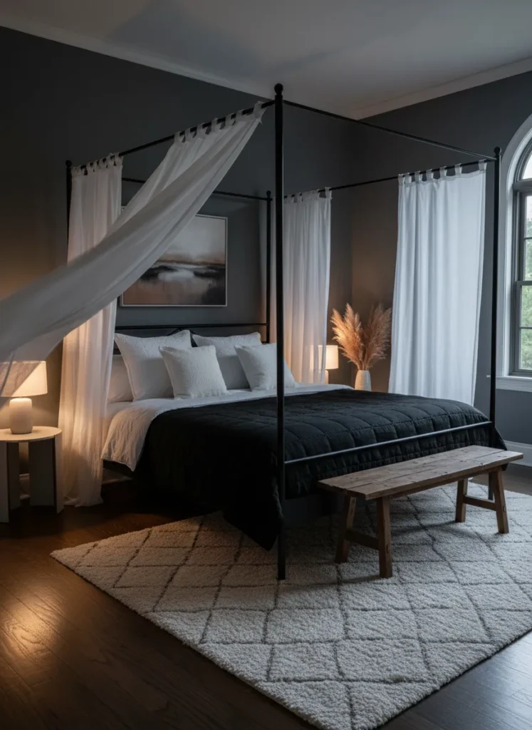 Four Poster Bed with Sheers