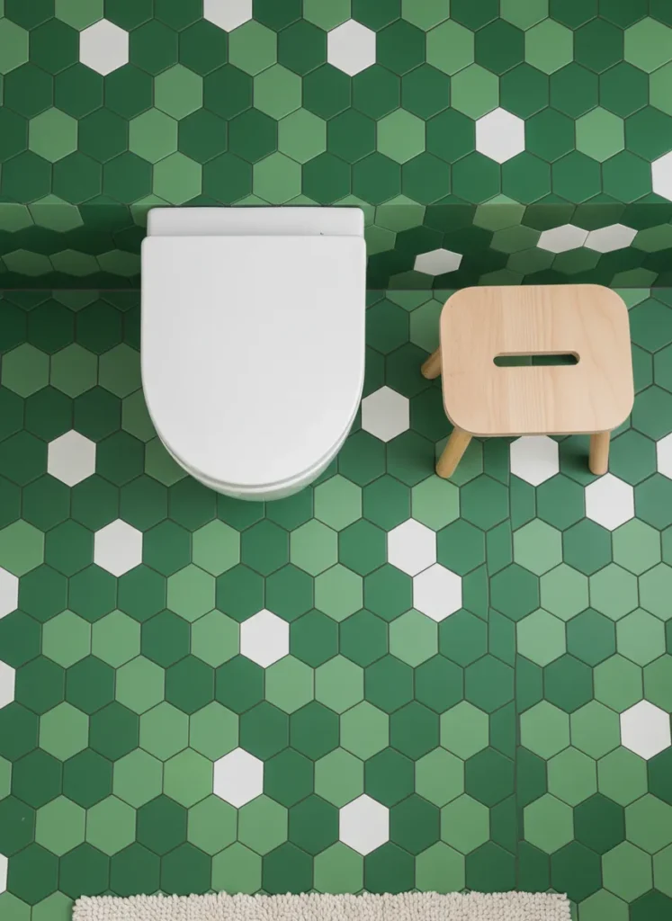 Geometric Green Floor Tiles