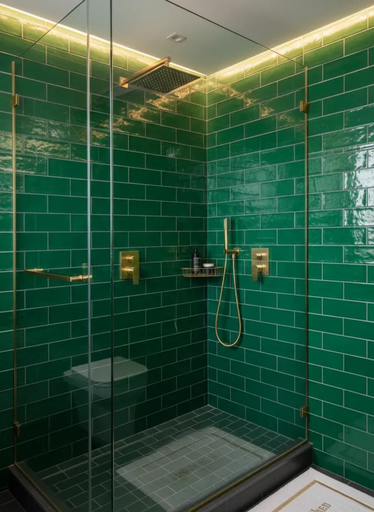 Glossy Emerald Subway Tiles