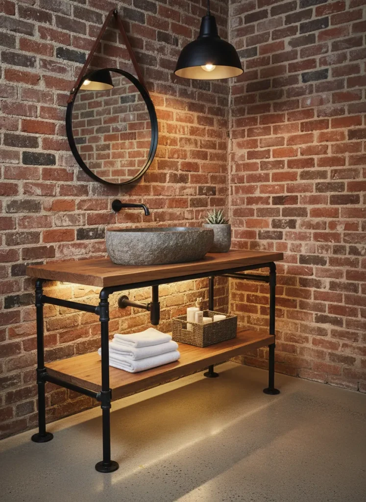 Industrial Pipe and Wood Console