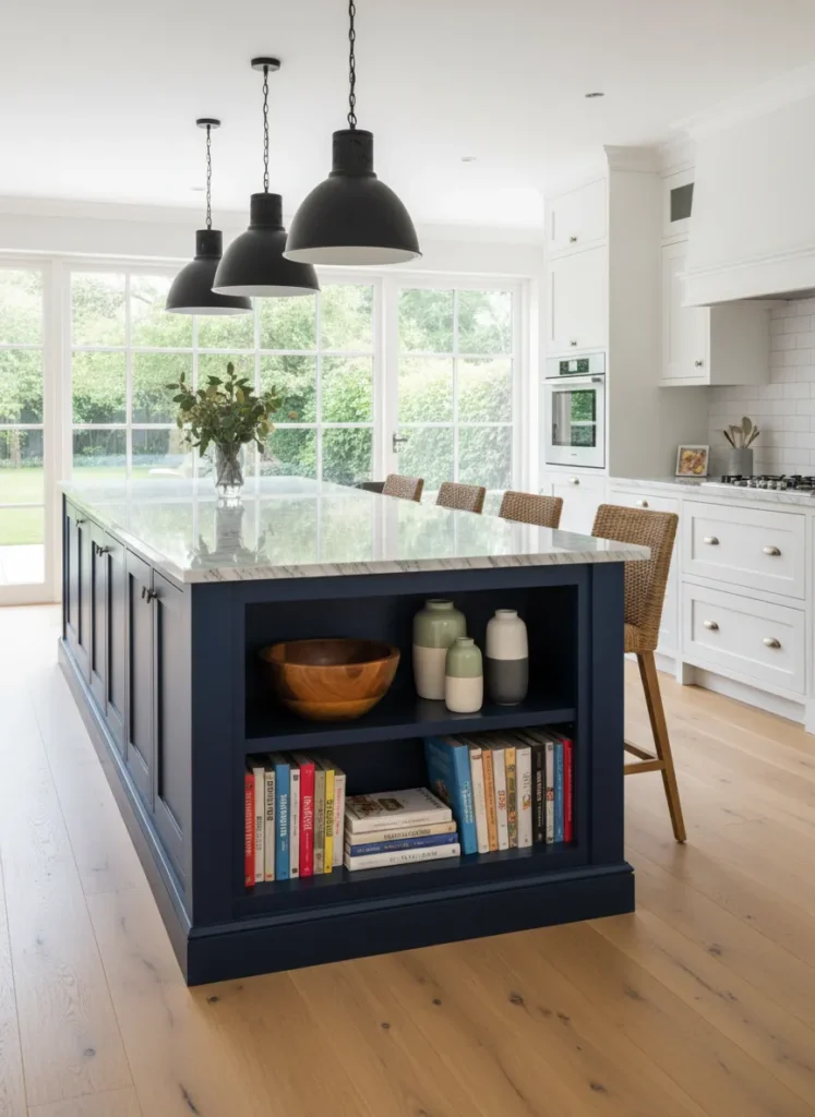 Kitchen Island with Built-in Shelves