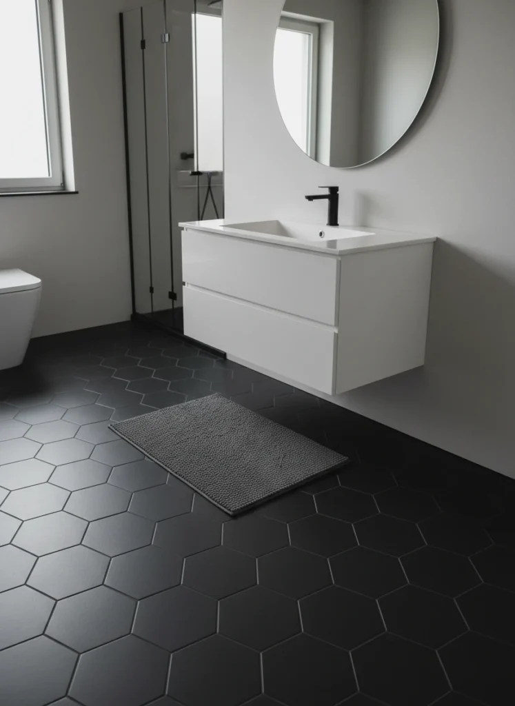 Large Format Black Hexagon Tiles