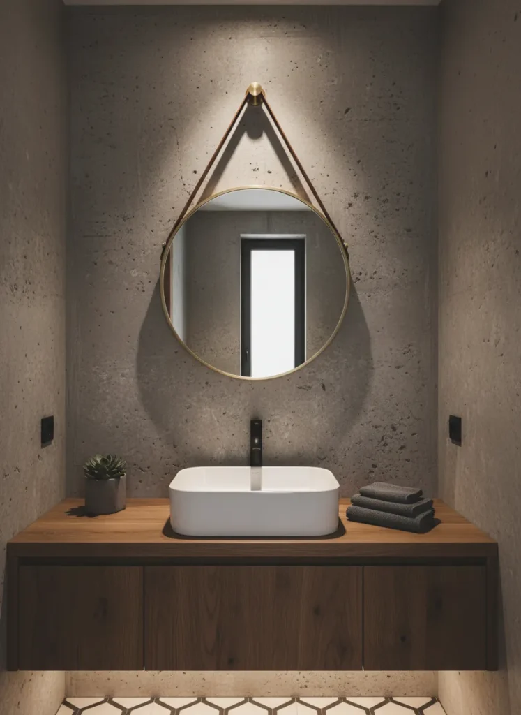 Leather Strap Hanging Mirror