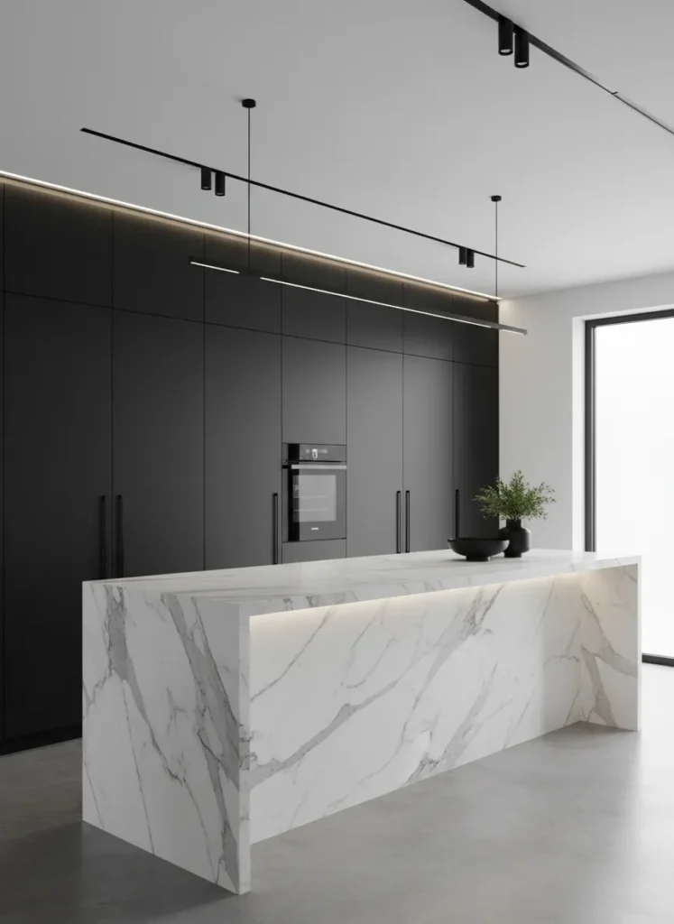 Matte Black and White Marble