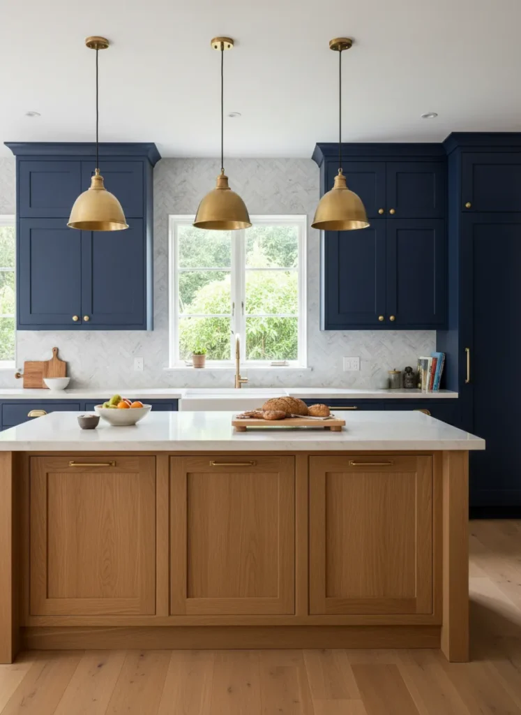 Midnight Blue and Natural Oak