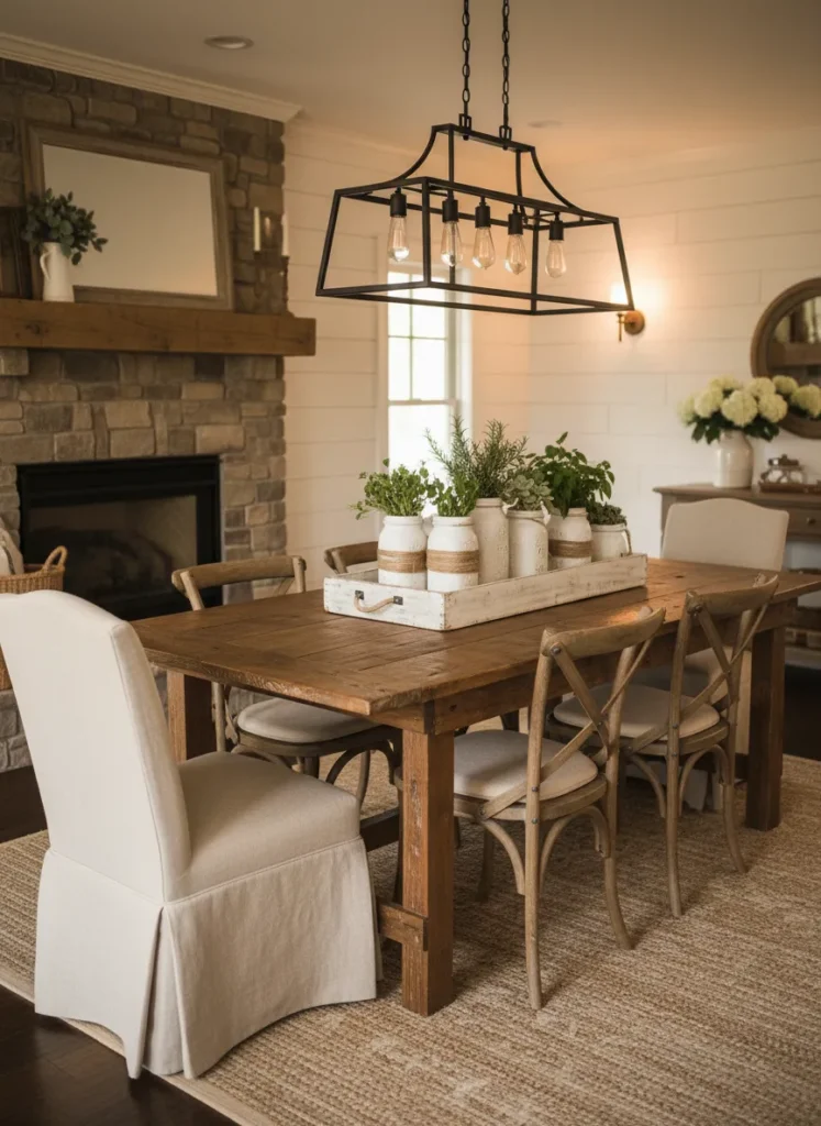 Rustic Wooden Tray Centerpiece