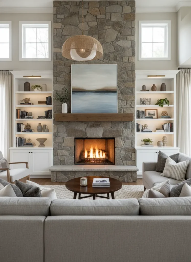 Stone Fireplace Feature