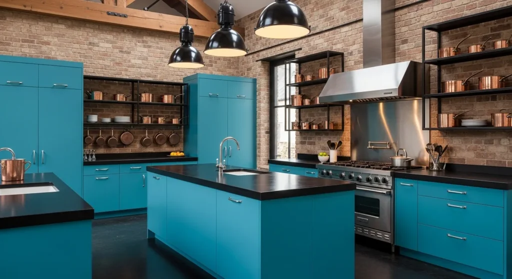 Teal Blue Meets Industrial Chic