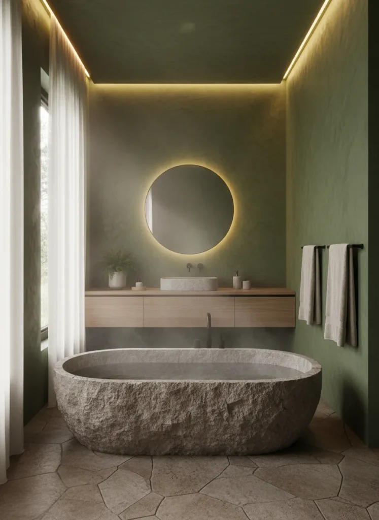 Textured Moss Green Walls