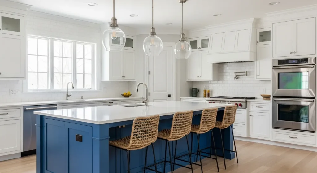 The Statement Blue Kitchen Island