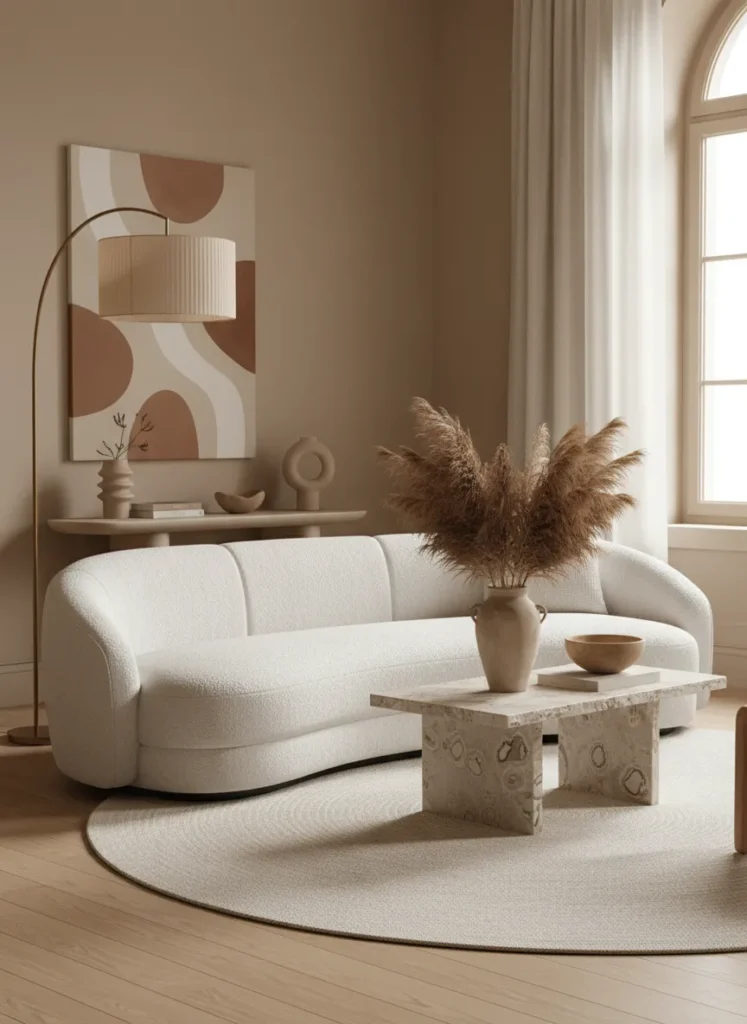 Trendy Bouclé Fabric Sofa