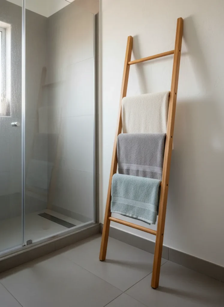 Use a Ladder Towel Rack