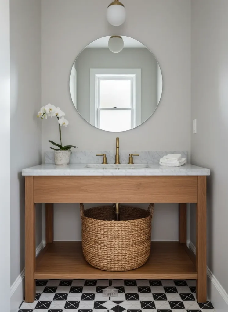 Vanity with Open Bottom Shelf