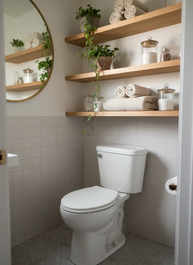 Vertical Shelving Over the Toilet