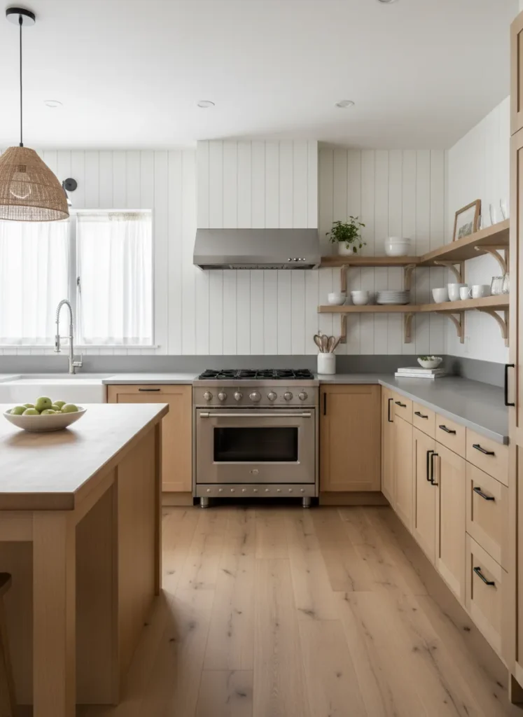 Vertical Shiplap Backsplash