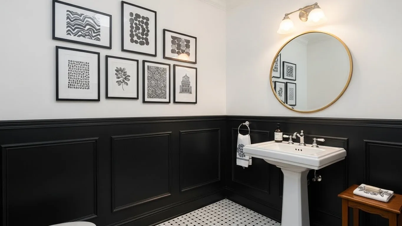 black and white powder room ideas