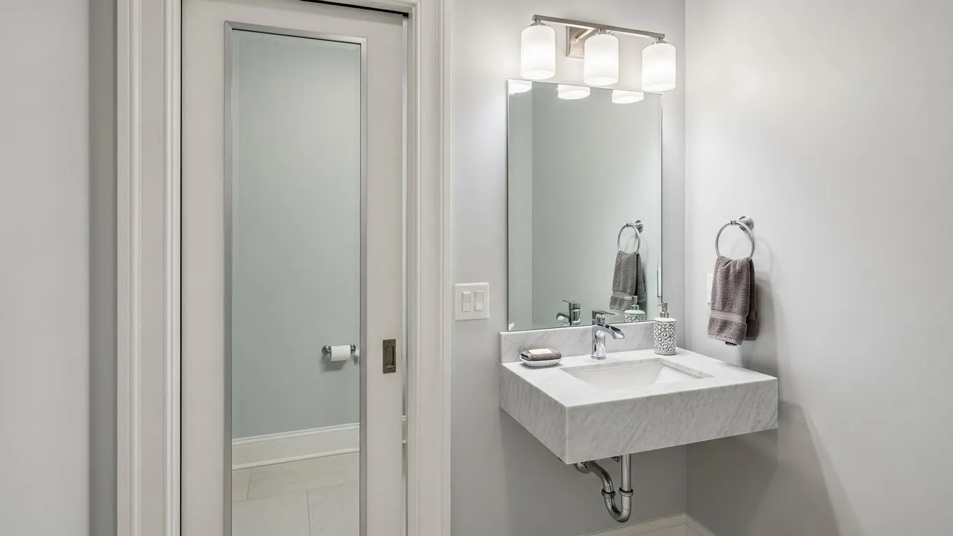 small bathroom pocket door ideas