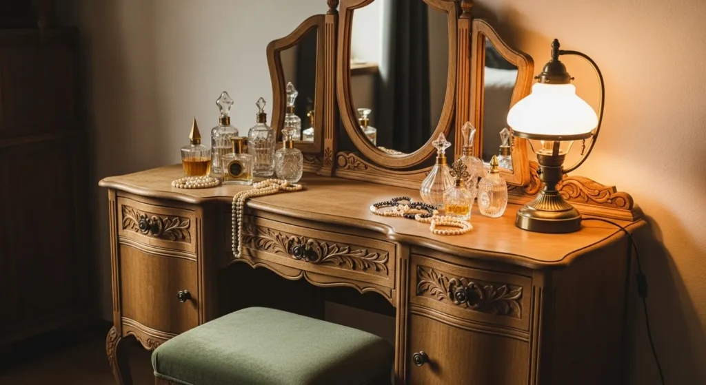 Antique Vanity with Green Accents