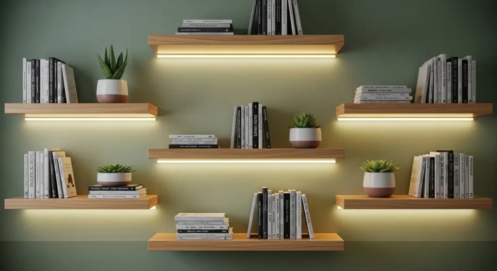 Backlit Floating Shelves
