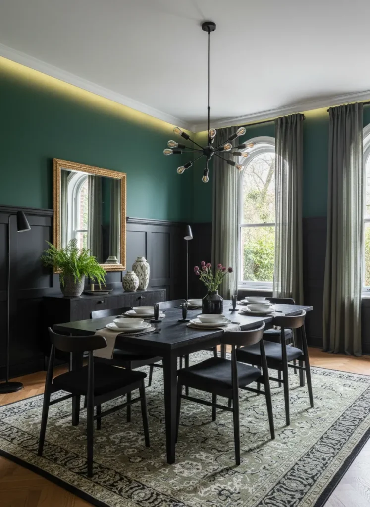 Black Wainscoting for Depth