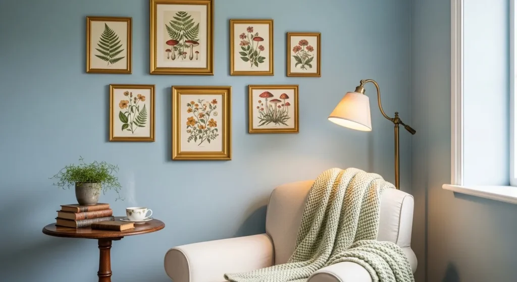 Blue Botanical Gallery Wall