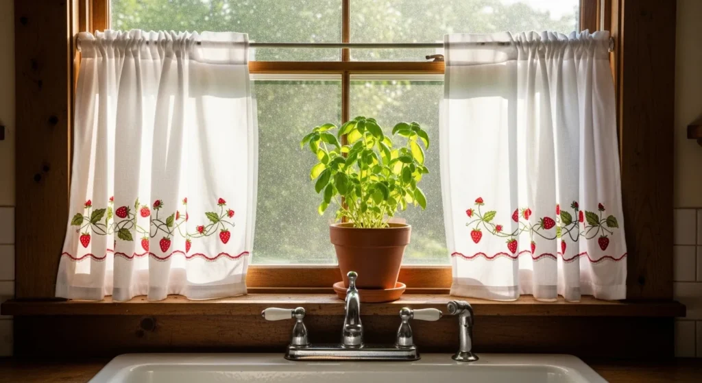 Breezy Strawberry Print Curtains