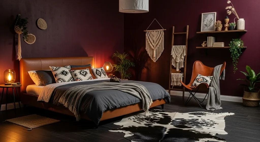 Burgundy Walls and Leather Textures