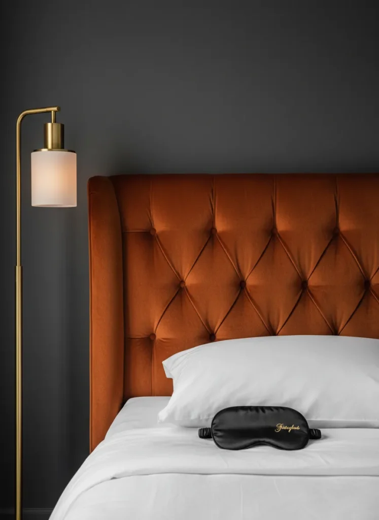 Burnt Orange Velvet Headboard