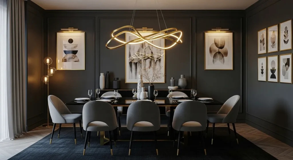 Charcoal Walls with Gold Accents